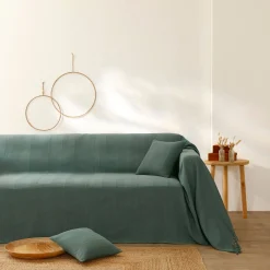 Plaid of sprei, effen katoen met artisanaal weefsel