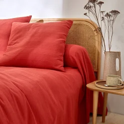 Plaid of sprei, effen katoen met artisanaal weefsel