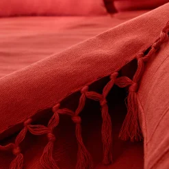 Plaid of sprei, effen katoen met artisanaal weefsel
