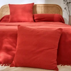 Plaid of sprei, effen katoen met artisanaal weefsel