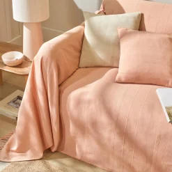 Plaid of sprei, effen katoen met artisanaal weefsel