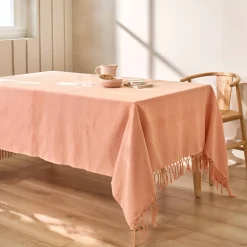 Plaid of sprei, effen katoen met artisanaal weefsel