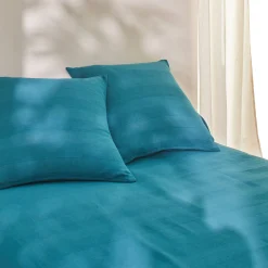 Plaid of sprei, effen katoen met artisanaal weefsel