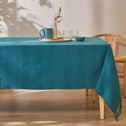 Plaid of sprei, effen katoen met artisanaal weefsel