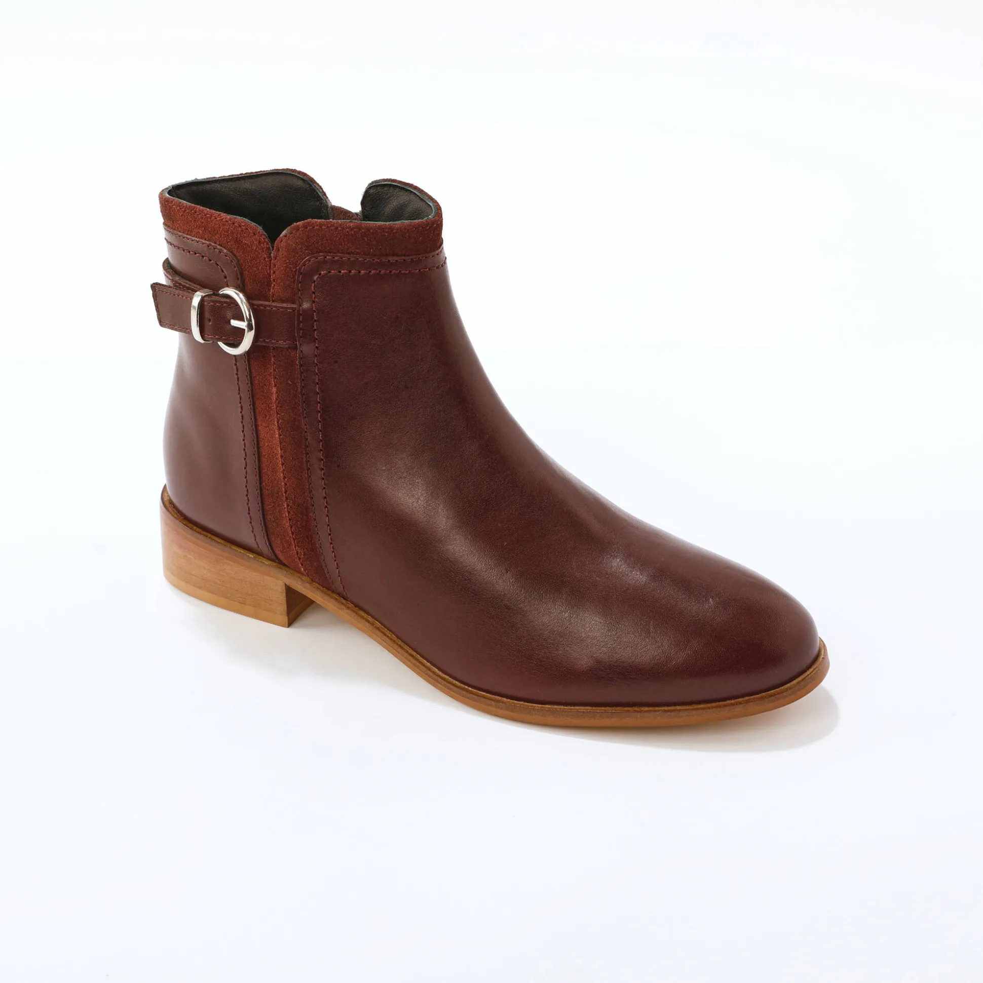 Platte boots in leer
