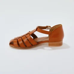 Platte, leren sandalen