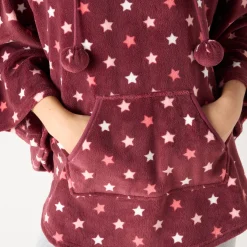 Poncho in fleece met pluchetouch en kap