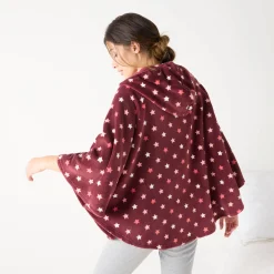 Poncho in fleece met pluchetouch en kap