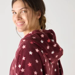 Poncho in fleece met pluchetouch en kap