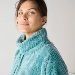 Poncho in fleecetricot met textuur, opstaande kraag