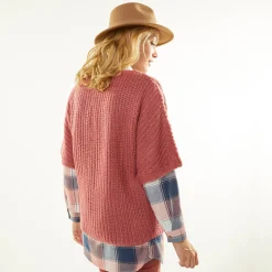 Poncho trui met mouwen op ellebooglengte