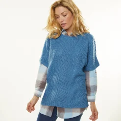 Poncho trui met mouwen op ellebooglengte
