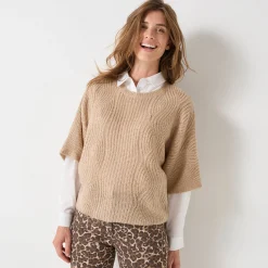 Poncho trui met mouwen op ellebooglengte
