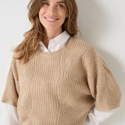Poncho trui met mouwen op ellebooglengte