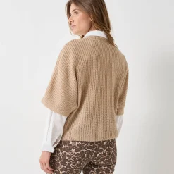 Poncho trui met mouwen op ellebooglengte