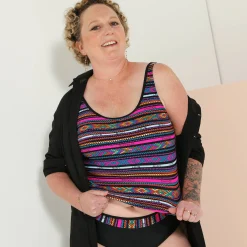 Postoperatieve tankini met Braziliaanse print
