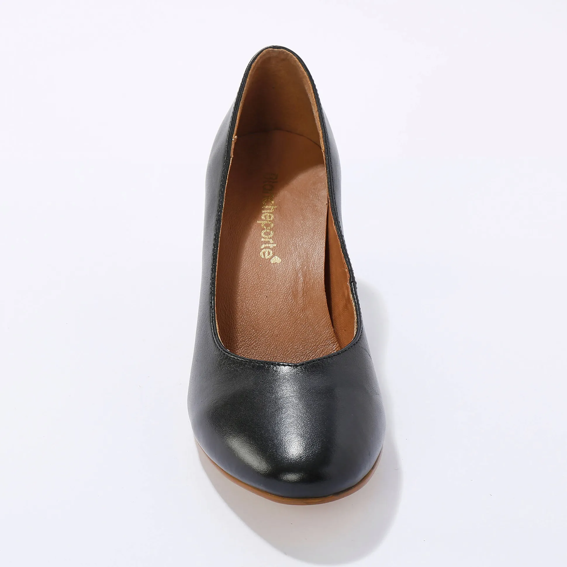 Pumps in glad leer met ronde neus