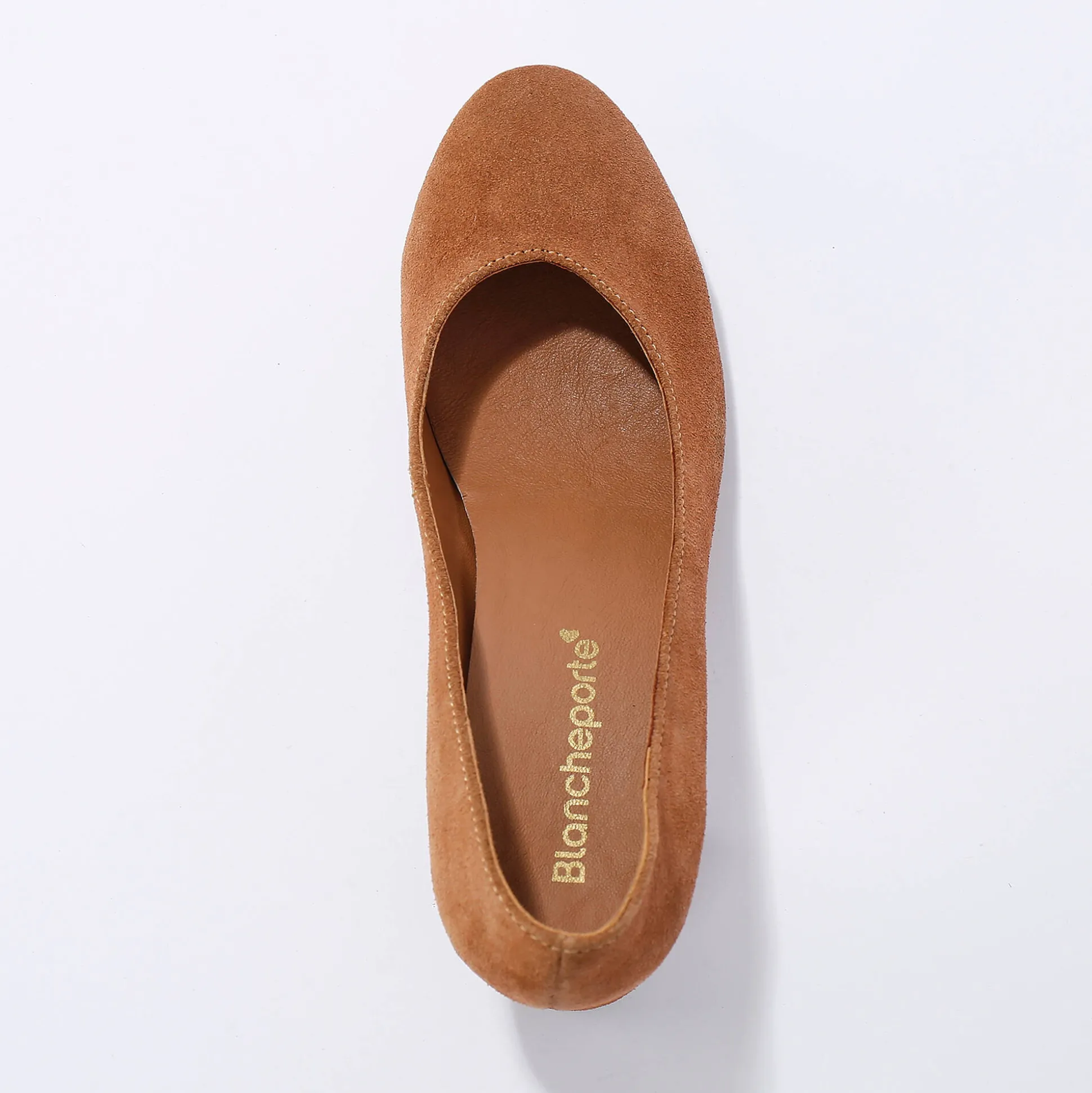 Pumps in splitleer met afgeronde neus