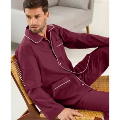 Pyjama in effen popeline van polyester/katoen