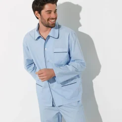 Pyjama in effen popeline van polyester/katoen