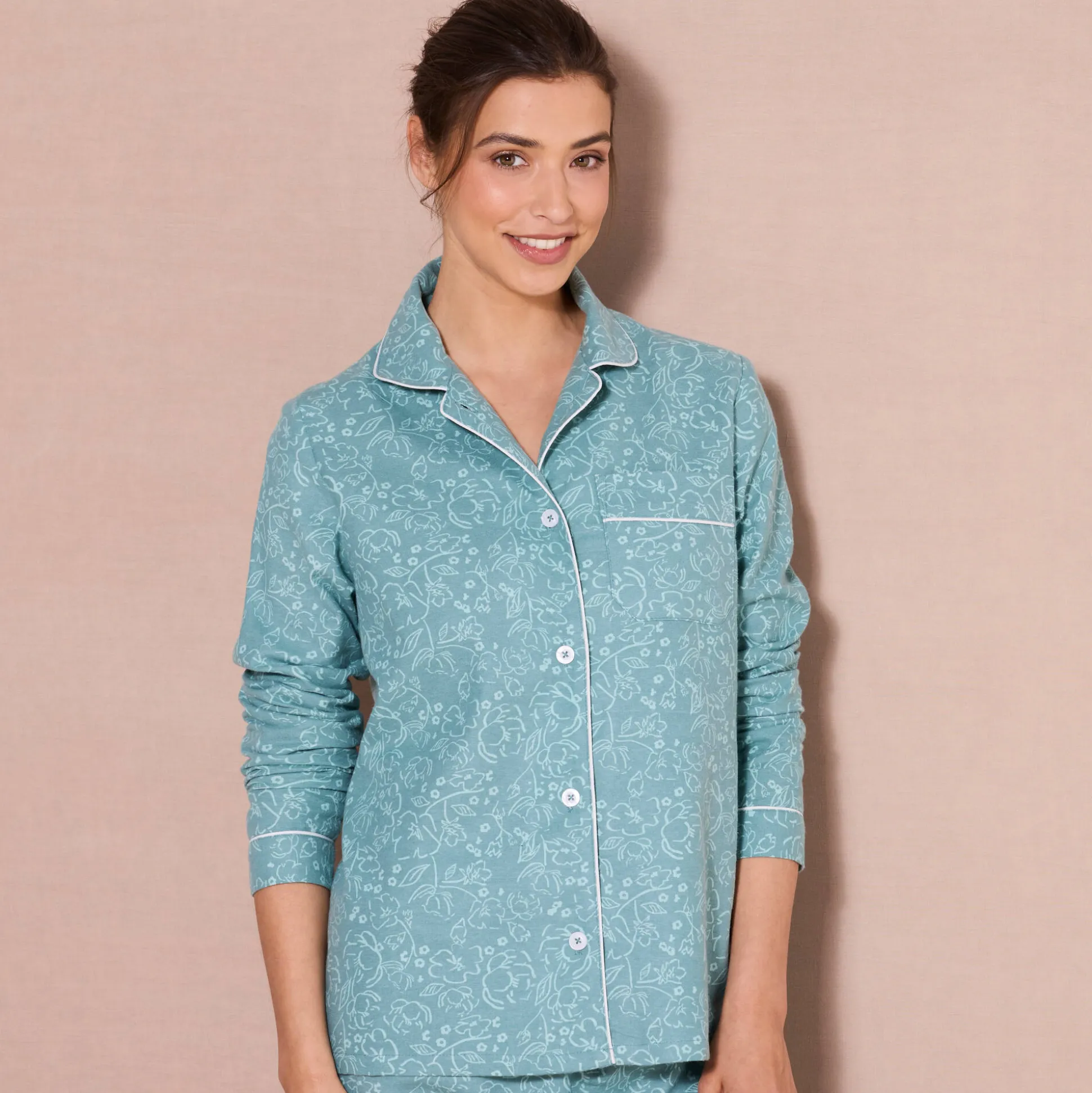 Pyjama in flanel met bloemenprint