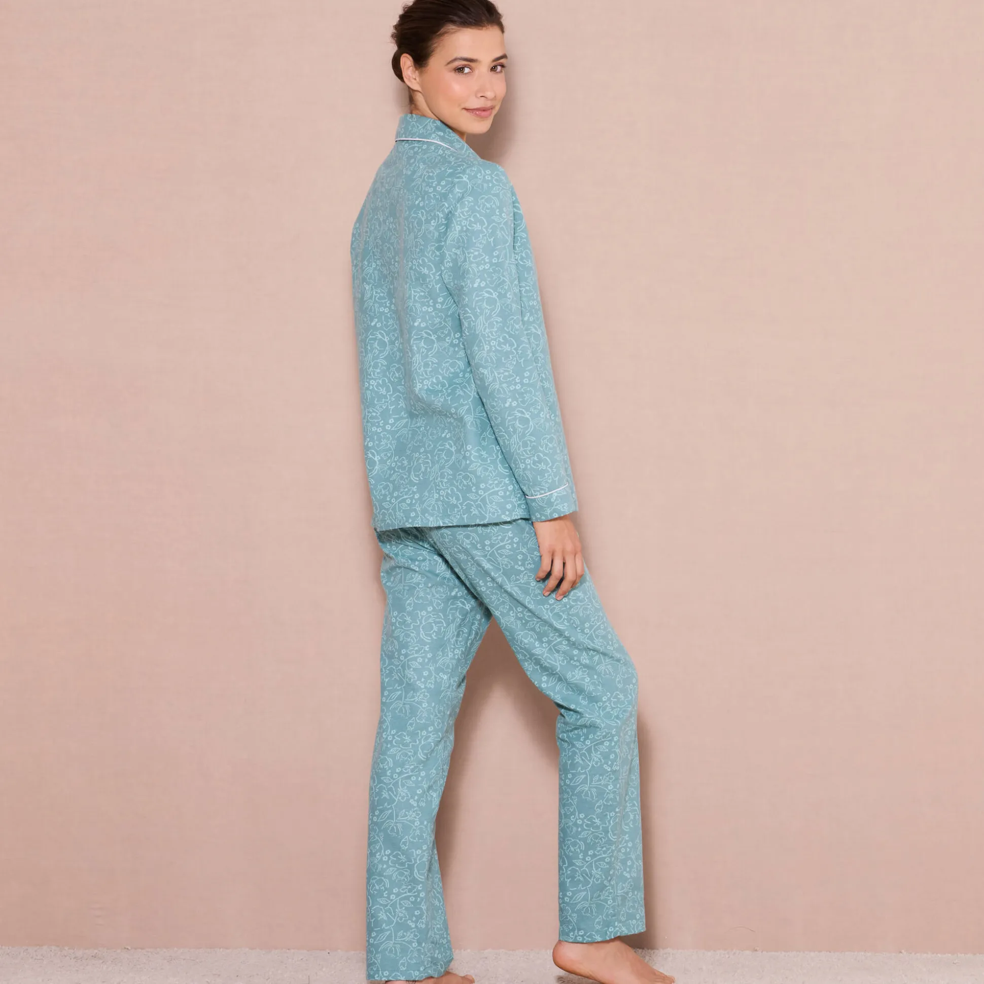 Pyjama in flanel met bloemenprint