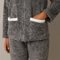 Pyjama in fleece, jasje met rits en pompons