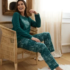 Pyjama in fleece met lange mouwen en hartprint