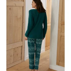 Pyjama in fleece met lange mouwen en hartprint