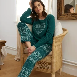 Pyjama in fleece met lange mouwen en hartprint