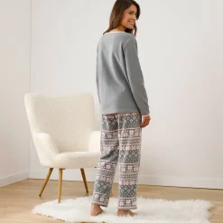 Pyjama in fleece met lange mouwen en hartprint