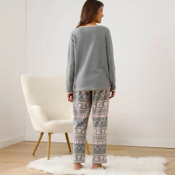 Pyjama in fleece met lange mouwen en hartprint