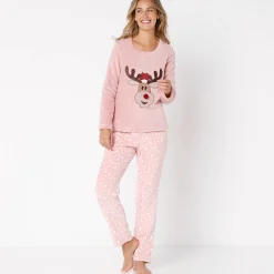 Pyjama in fleece met lange mouwen met 'rendier' motief