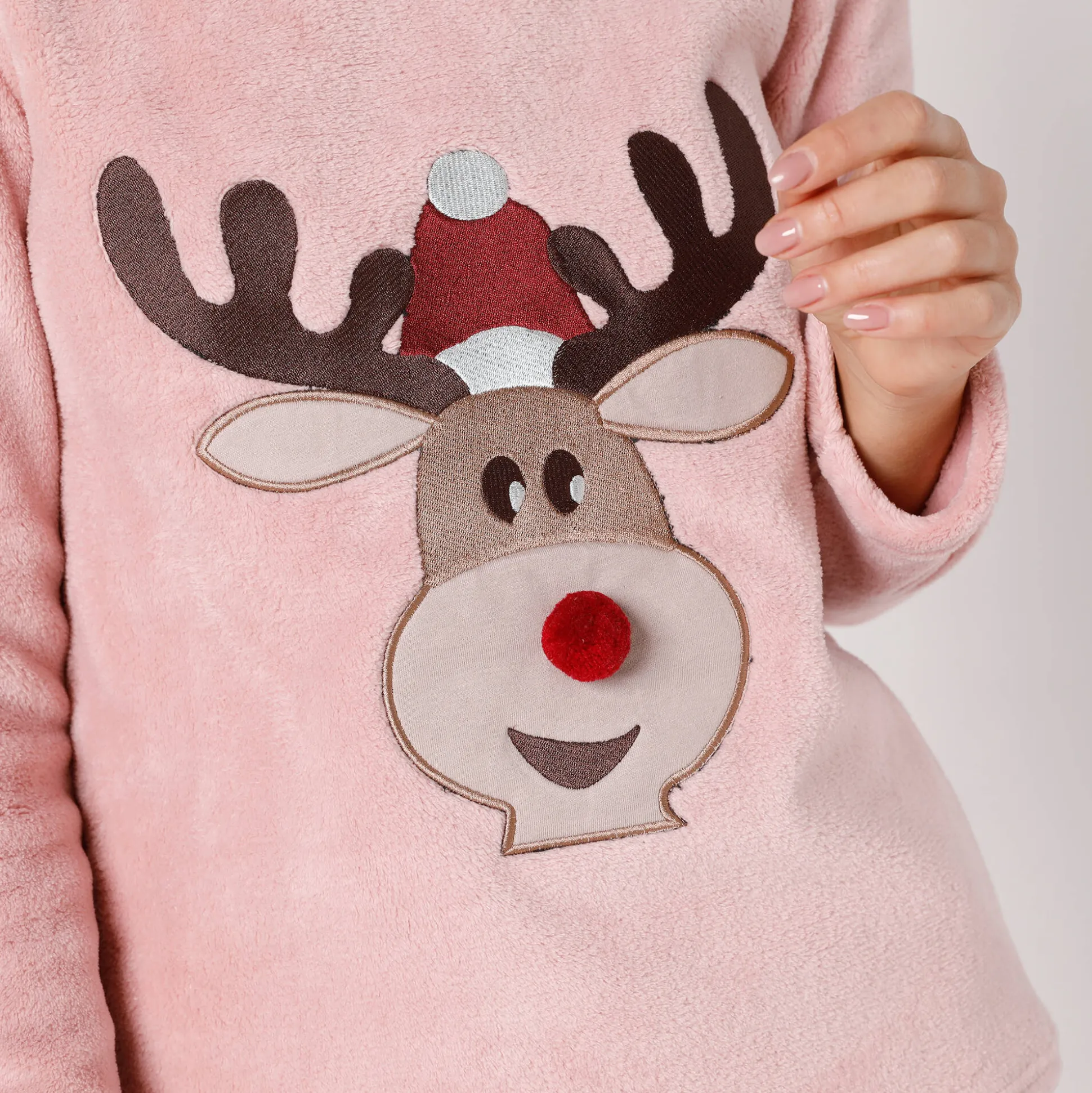 Pyjama in fleece met lange mouwen met 'rendier' motief