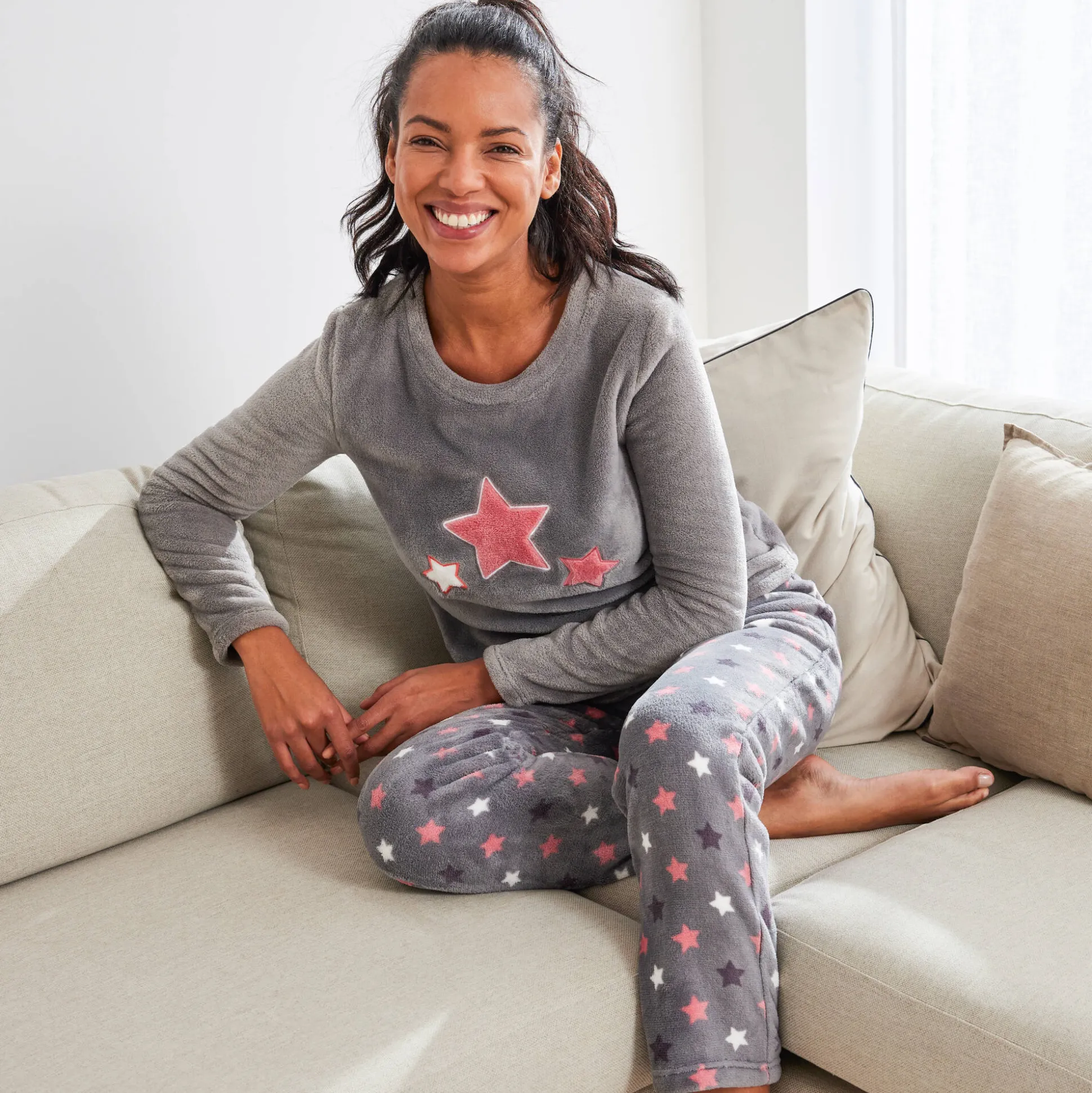 Pyjama in fleece met pluchetouch