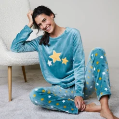 Pyjama in fleece met pluchetouch
