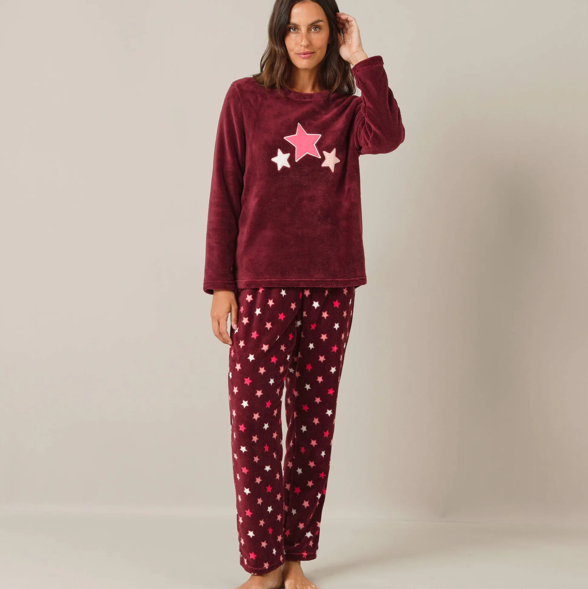 Pyjama in fleece met pluchetouch