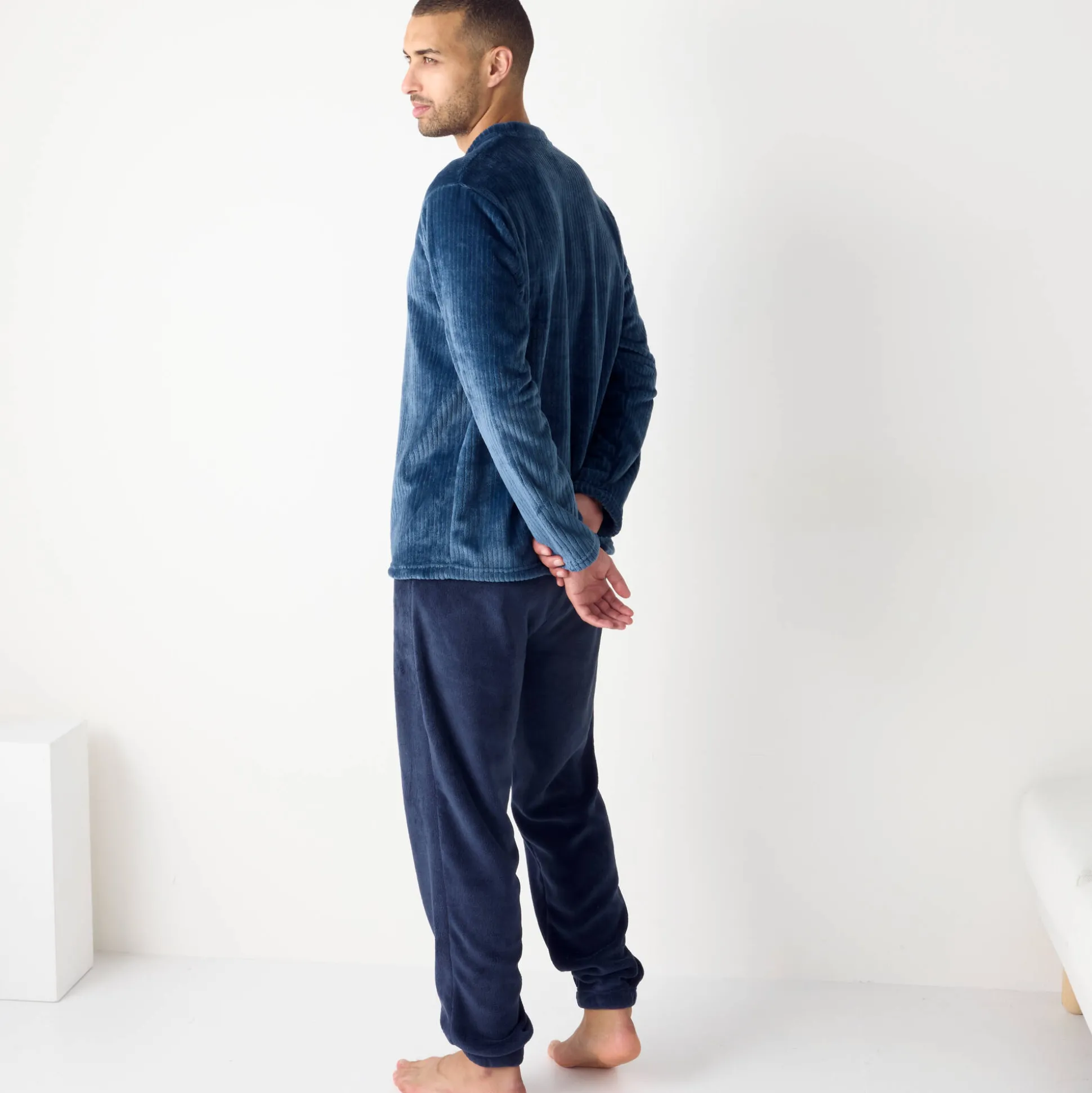 Pyjama in fleecetricot met textuur, pluchen touch