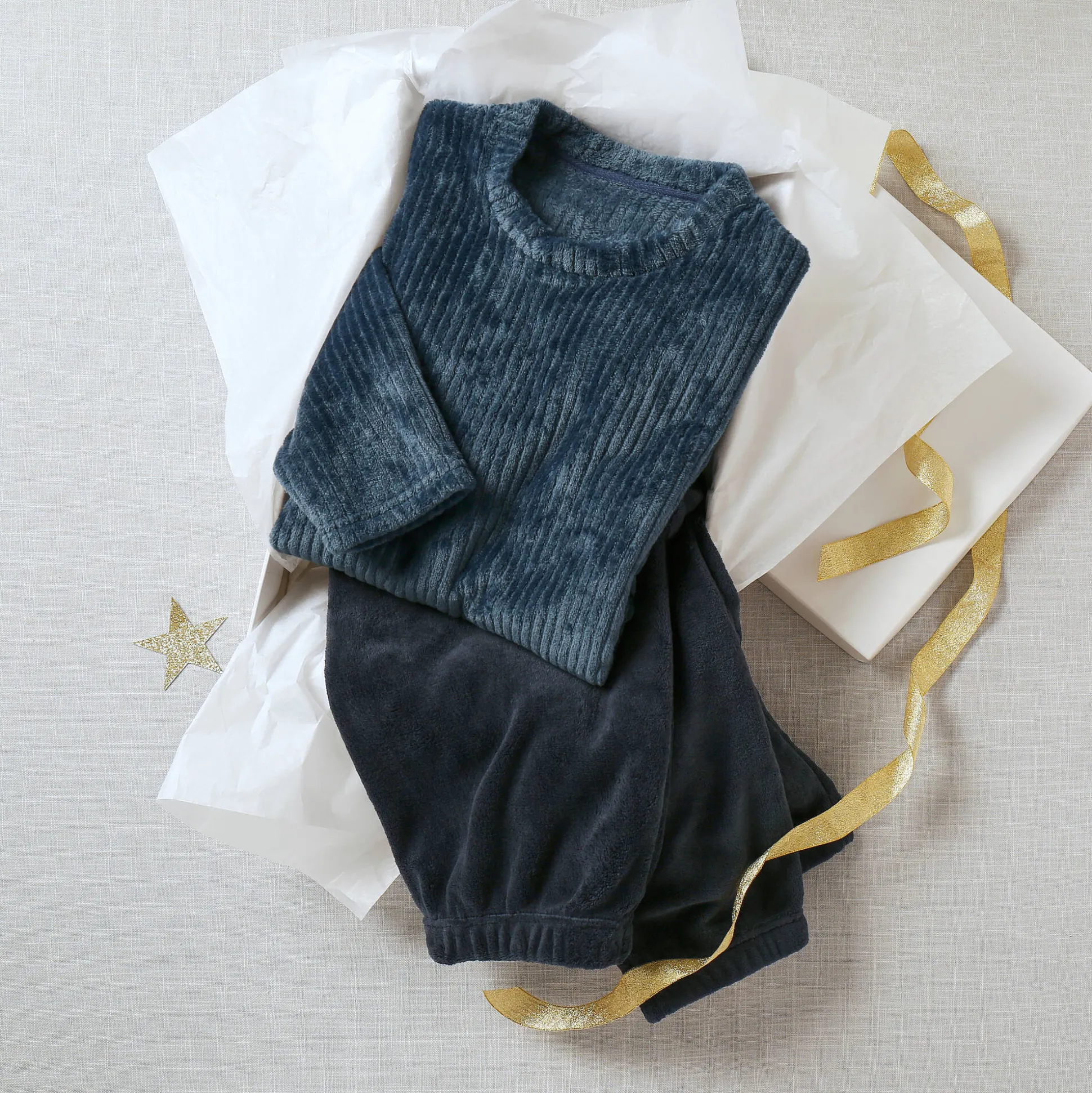 Pyjama in fleecetricot met textuur, pluchen touch