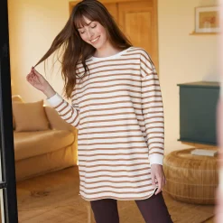 Pyjama in gestreept molton met legging