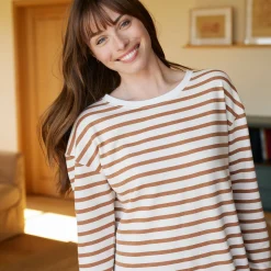 Pyjama in gestreept molton met legging