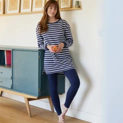 Pyjama in gestreept molton met legging