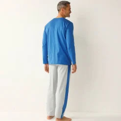 Pyjama in katoen, geplaatste strepen, ronde hals