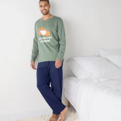Pyjama in katoen met opdruk, lange mouwen