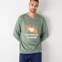 Pyjama in katoen met opdruk, lange mouwen