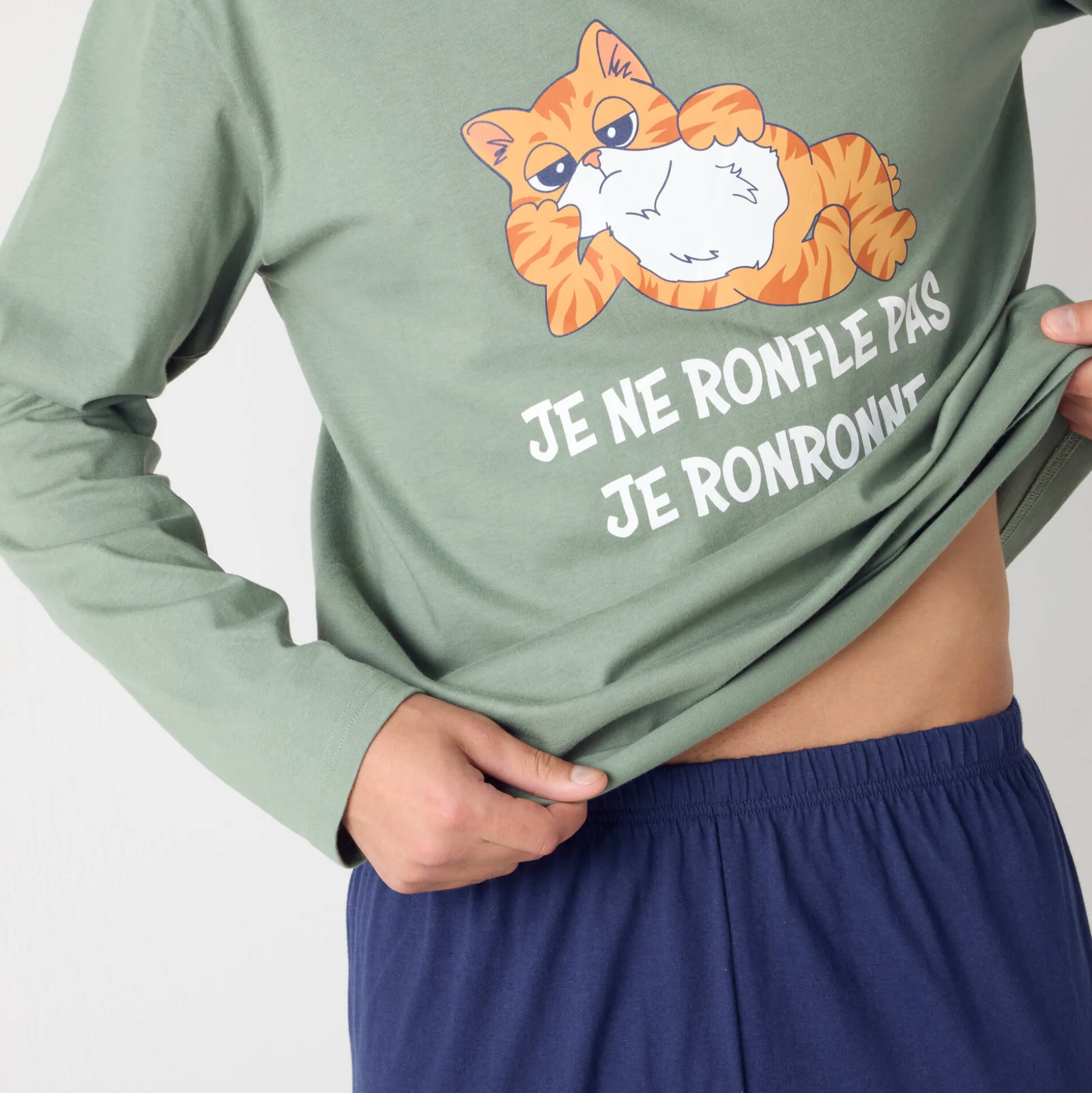 Pyjama in katoen met opdruk, lange mouwen