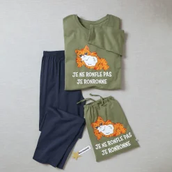 Pyjama in katoen met opdruk, lange mouwen