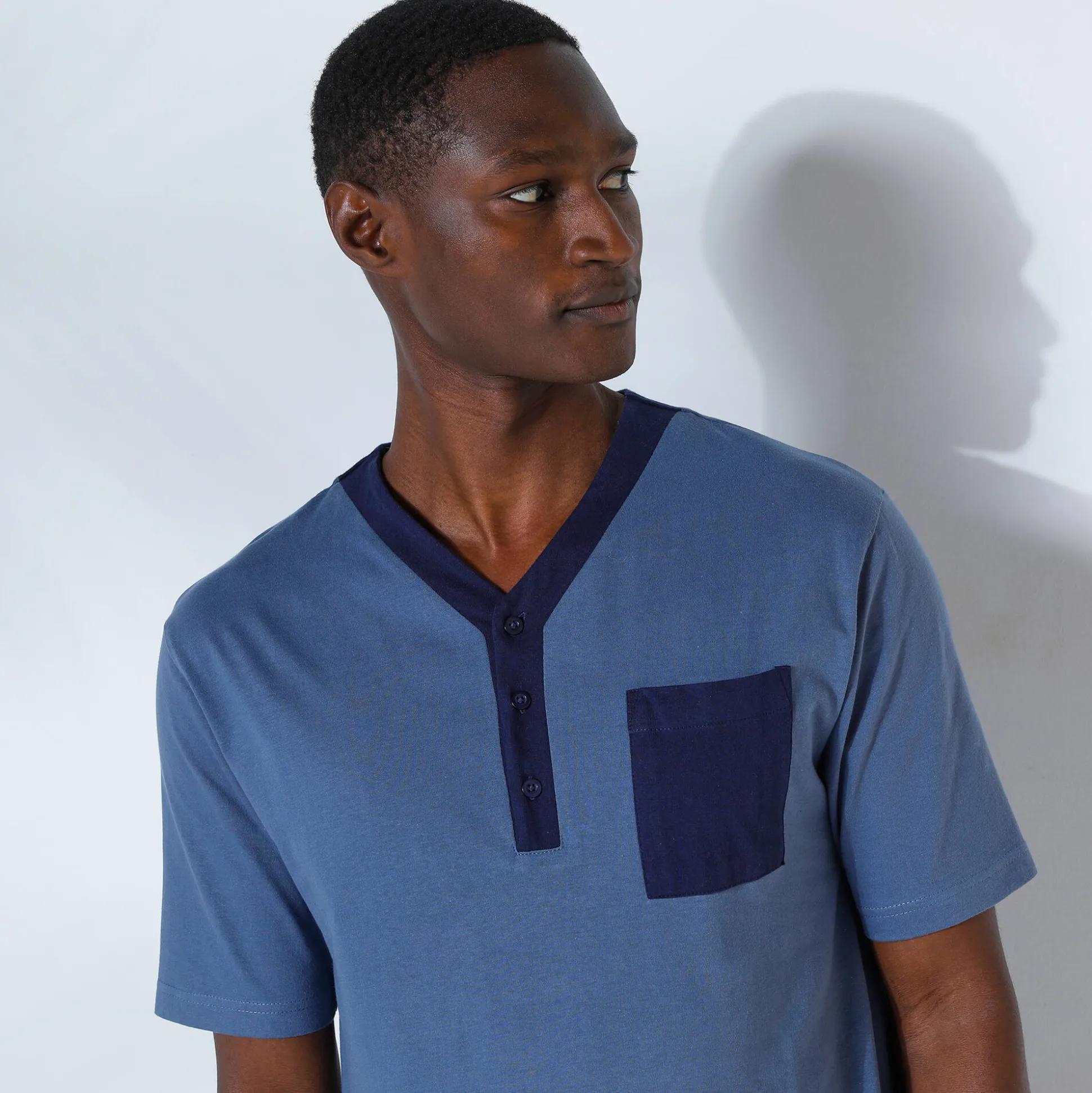Pyjama in liketmodel met Tunesische hals - katoenjersey