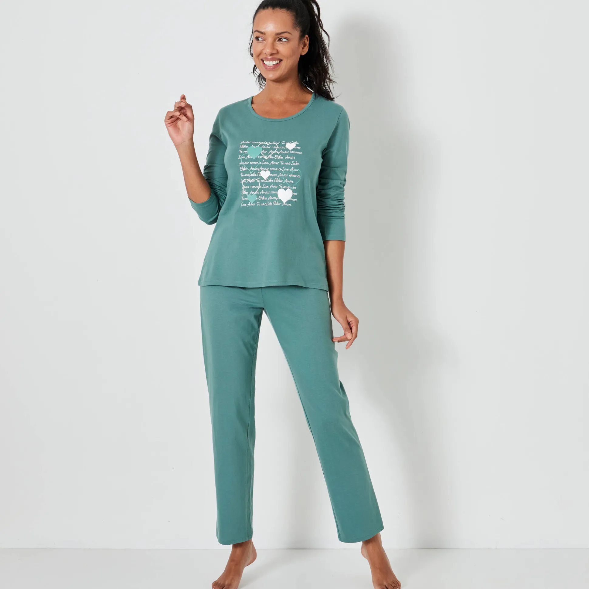 Pyjama met hartjesprint