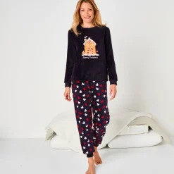 Pyjama met "huis" motief, fleecetricot met pluchetouch